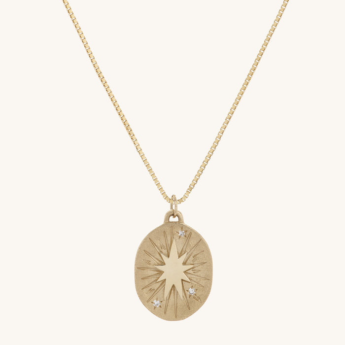 Baha'i Constellation 14K Gold Nine-Pointed Star Necklace with Diamonds