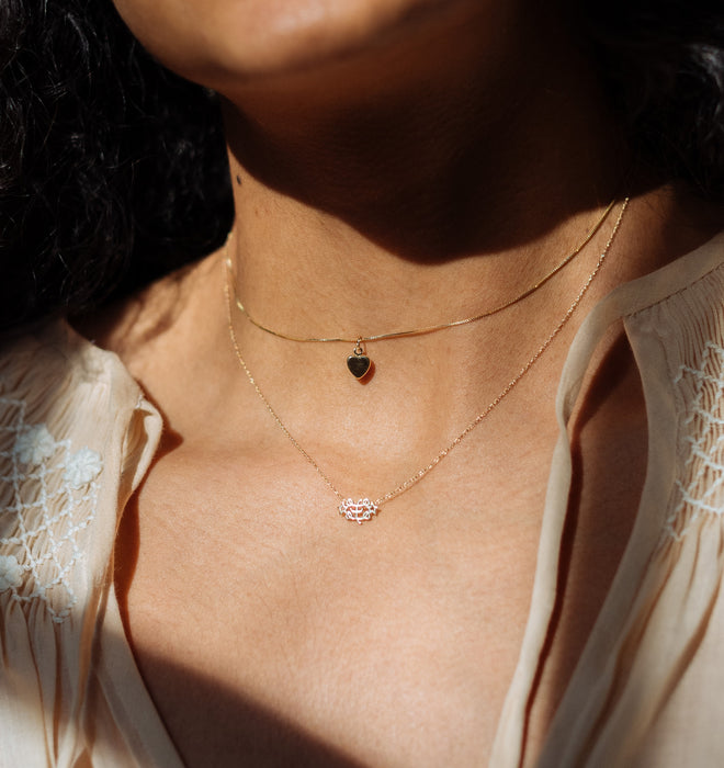 Baha’i Ringstone Symbol Petite Necklace in 14K Gold
