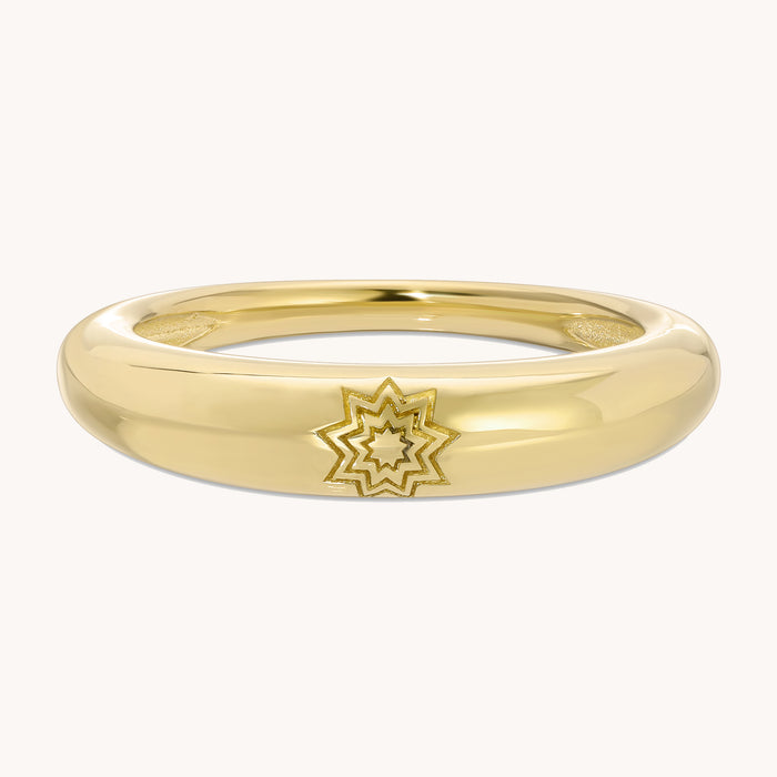 Baha'i 14K Gold Dome Ring with Nine-Pointed Star