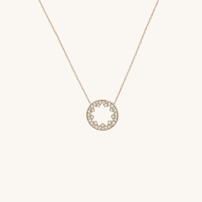 Baha'i Gold Nine Pointed Star Diamond Coin Necklace
