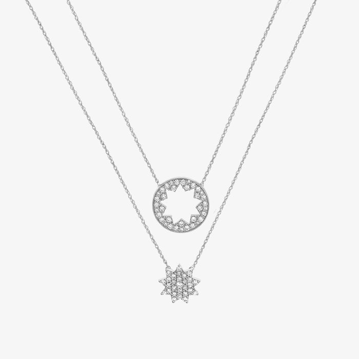 Baha'i Gold Nine Pointed Star Diamond Coin Necklace