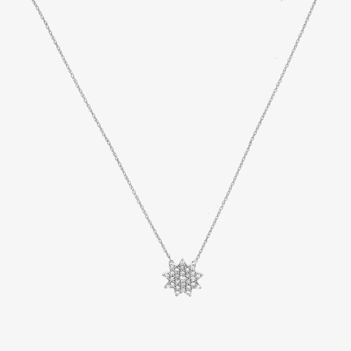 Nine Pointed Star Diamond Pendant Necklace in 14K Gold