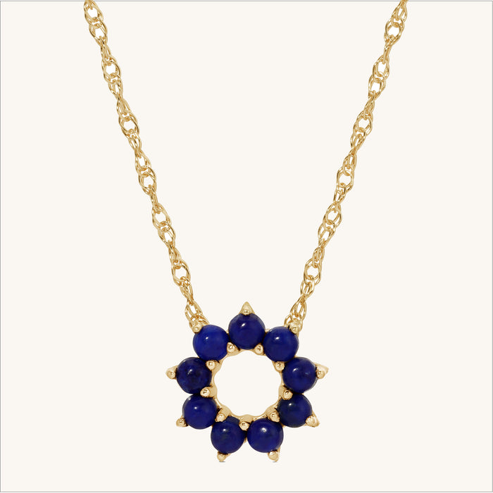 14K Gold Nine-Pointed Star Lapis Necklace
