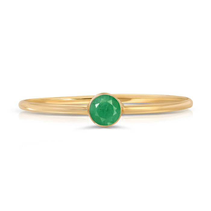 Emerald Stacking Ring - 14K Solid Yellow Gold