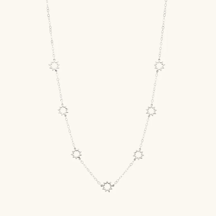 Starry Station Necklace with Baha’i Nine-Pointed Stars in 14K Gold