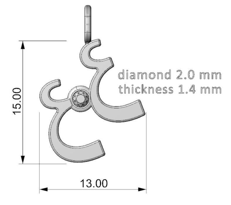 Ein Ein Pendant MEDIUM - 14K Gold with Ethically Sourced Diamond