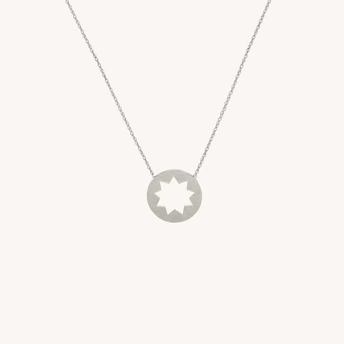 Baha'i Nine Pointed Star Coin Pendant Necklace in 14K Gold