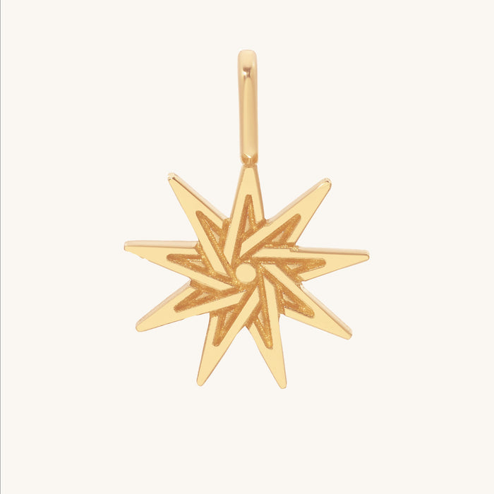 Baha'i Nine Pointed Star Engraved Pendant in 14K Gold