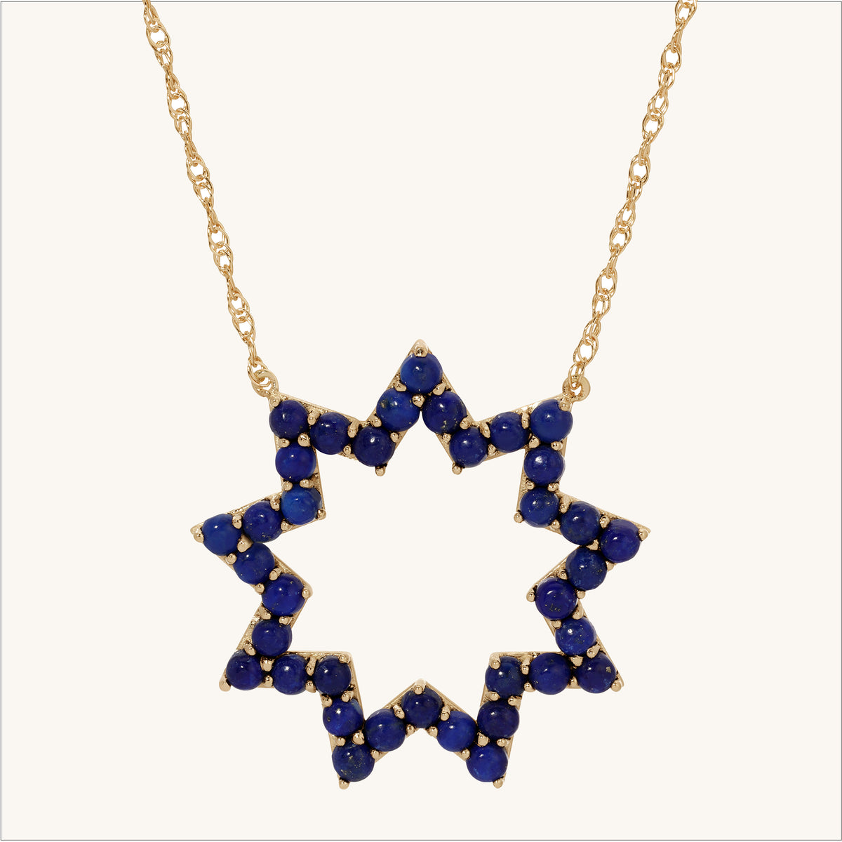 14K Gold Nine-Pointed Star Turquoise Necklace Large | OTY Jewelry