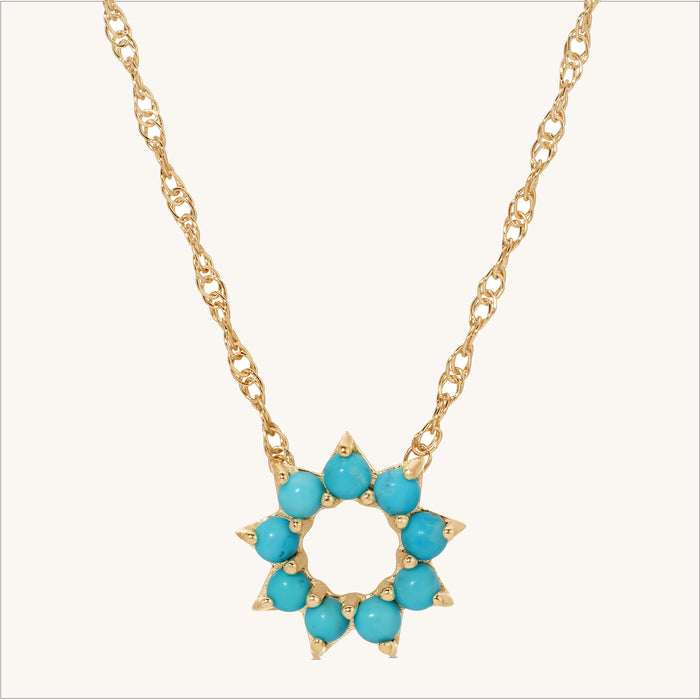 14K Gold Nine-Pointed Star Turquoise Necklace