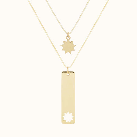 Mother Daughter Bar and Star Pendant Necklaces
