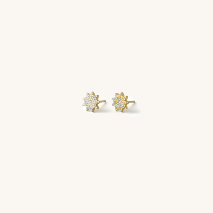Petite Nine Pointed Diamond Star Earrings