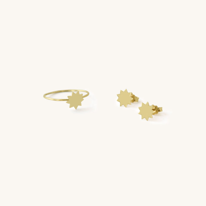 Petite Nine Pointed Star Earrings and Ring