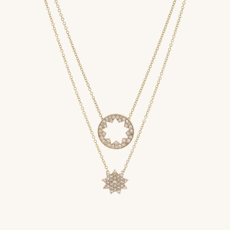 Petite Diamond Nine Pointed Star Duo Necklaces